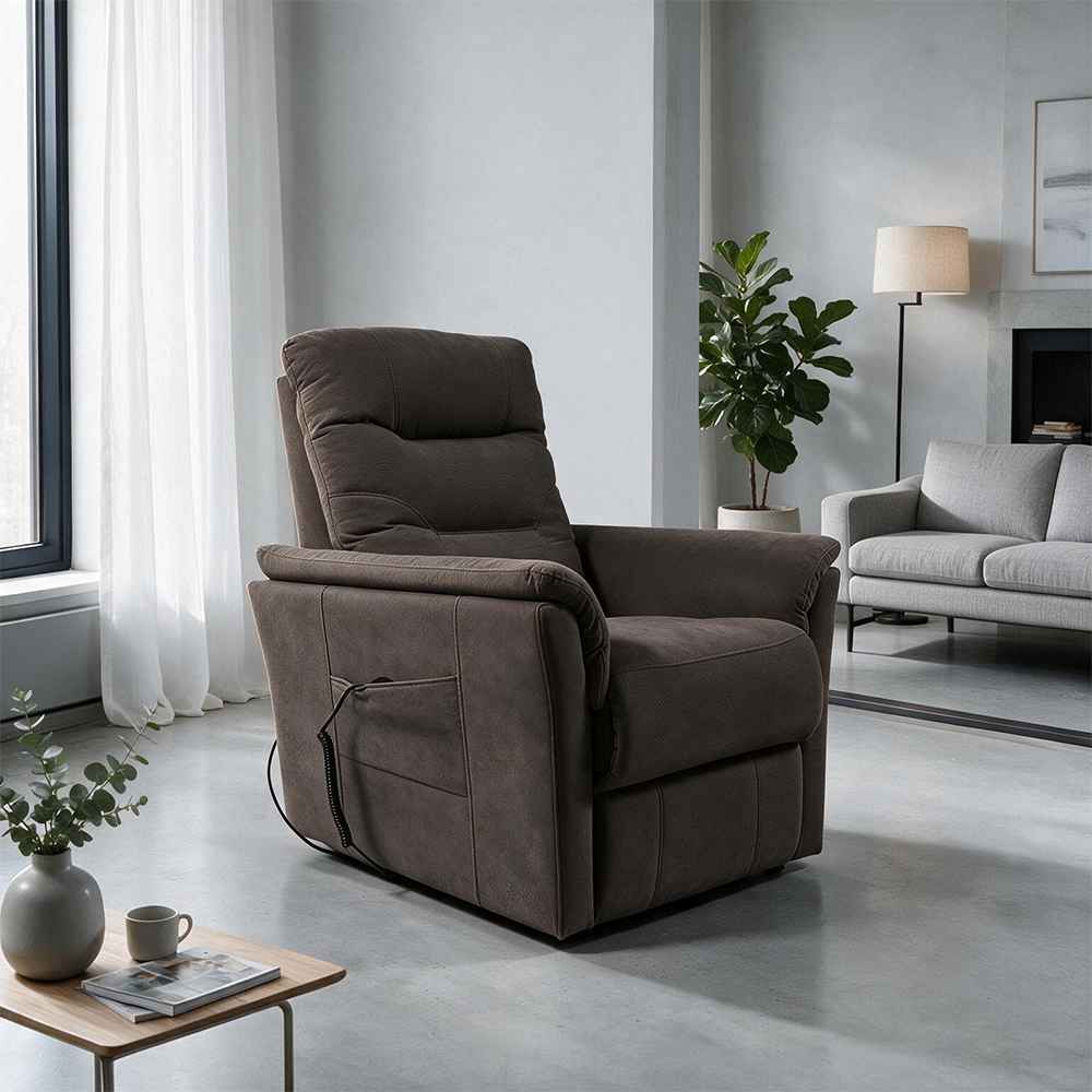 Poltrona Alzapersona Alessia 2 Motori in Nabuk Grigio Elefante – Comfort, Relax e Autonomia