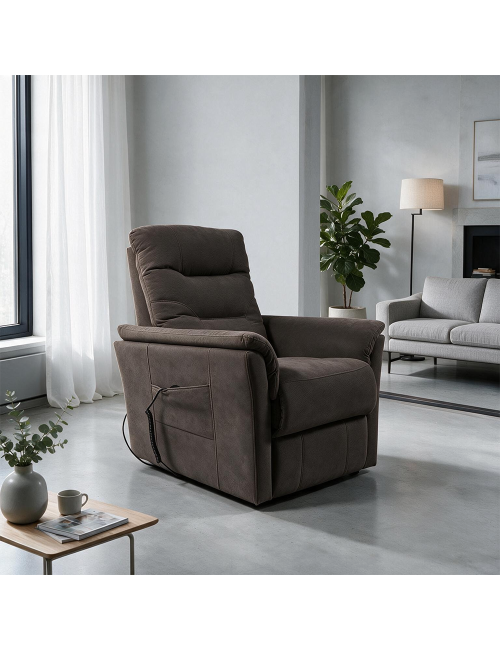 Poltrona Alzapersona Alessia 2 Motori in Nabuk Grigio Elefante – Comfort, Relax e Autonomia
