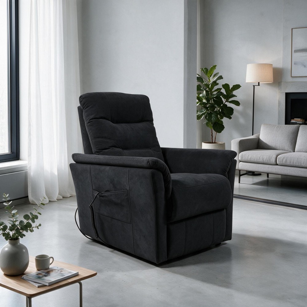 Poltrona Alzapersona Alessia 2 Motori in Nabuk Antracite – Comfort, Relax e Autonomia
