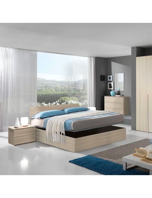 Letto Matrimoniale Contenitore in Legno 170x205x88h Manitoba Olmo