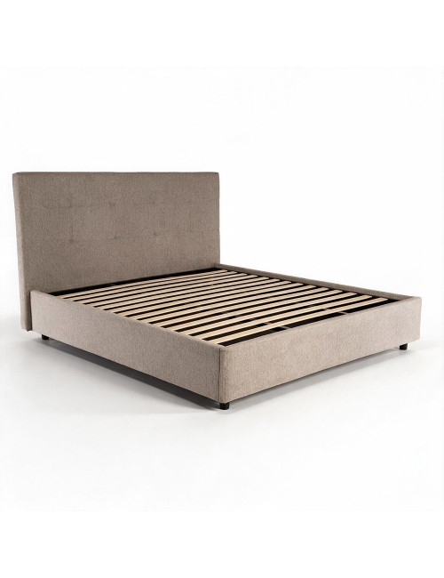 Letto Matrimoniale contenitore Ascoli 200x208x127H tessuto idrorepellente Aragon tortora