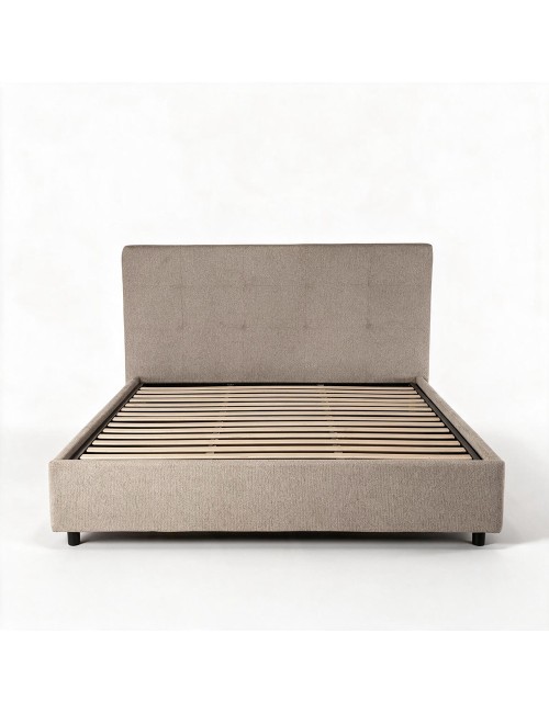 Letto Matrimoniale contenitore Ascoli 200x208x127H tessuto idrorepellente Aragon tortora