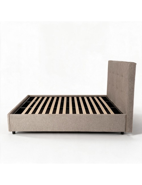 Letto Matrimoniale contenitore Ascoli 200x208x127H tessuto idrorepellente Aragon tortora