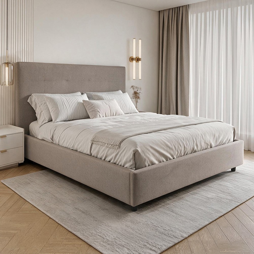 Letto Francese contenitore Ascoli 160x208x127H tessuto idrorepellente Aragon tortora