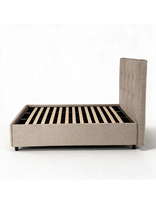 Letto Francese contenitore Ascoli 160x208x127H tessuto idrorepellente Aragon tortora