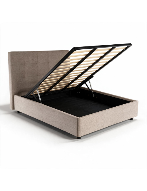 Letto Francese contenitore Ascoli 160x208x127H tessuto idrorepellente Aragon tortora