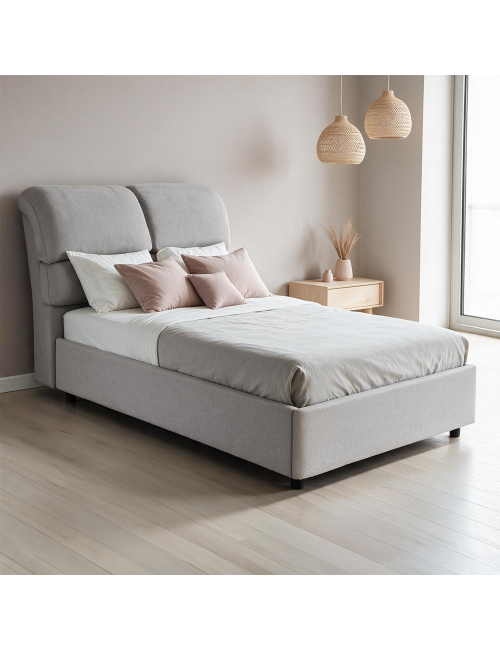 Letto una piazza e mezza contenitore Sofaback in tessuto Aragon grigio chiaro 138x222x120H