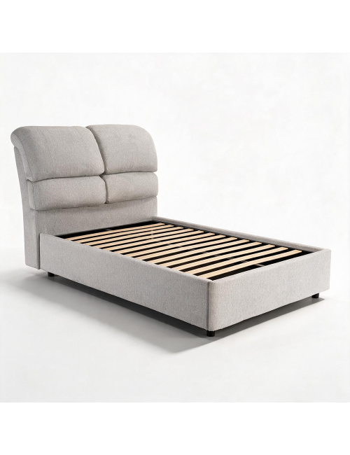 Letto una piazza e mezza contenitore Sofaback in tessuto Aragon grigio chiaro 138x222x120H
