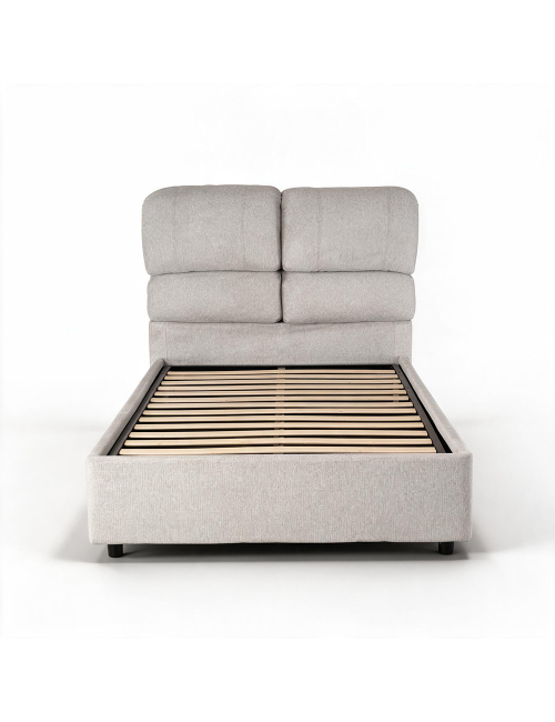 Letto una piazza e mezza contenitore Sofaback in tessuto Aragon grigio chiaro 138x222x120H