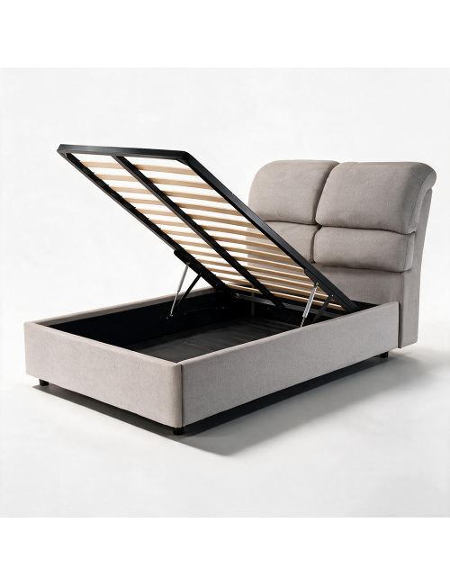 Letto una piazza e mezza contenitore Sofaback in tessuto Aragon tortora 138x222x120H