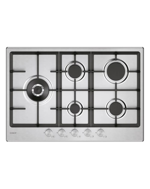 Piano cottura Candy CHG7WL4WTX a gas 5 fuochi con griglie in ghisa 75 cm inox