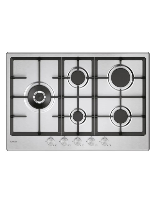 Piano cottura Candy CHG7WL4WTX a gas 5 fuochi con griglie in ghisa 75 cm inox