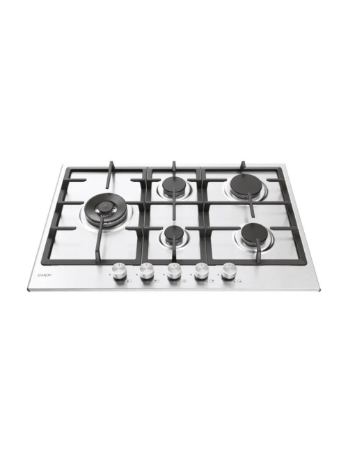 Piano cottura Candy CHG7WL4WTX a gas 5 fuochi con griglie in ghisa 75 cm inox