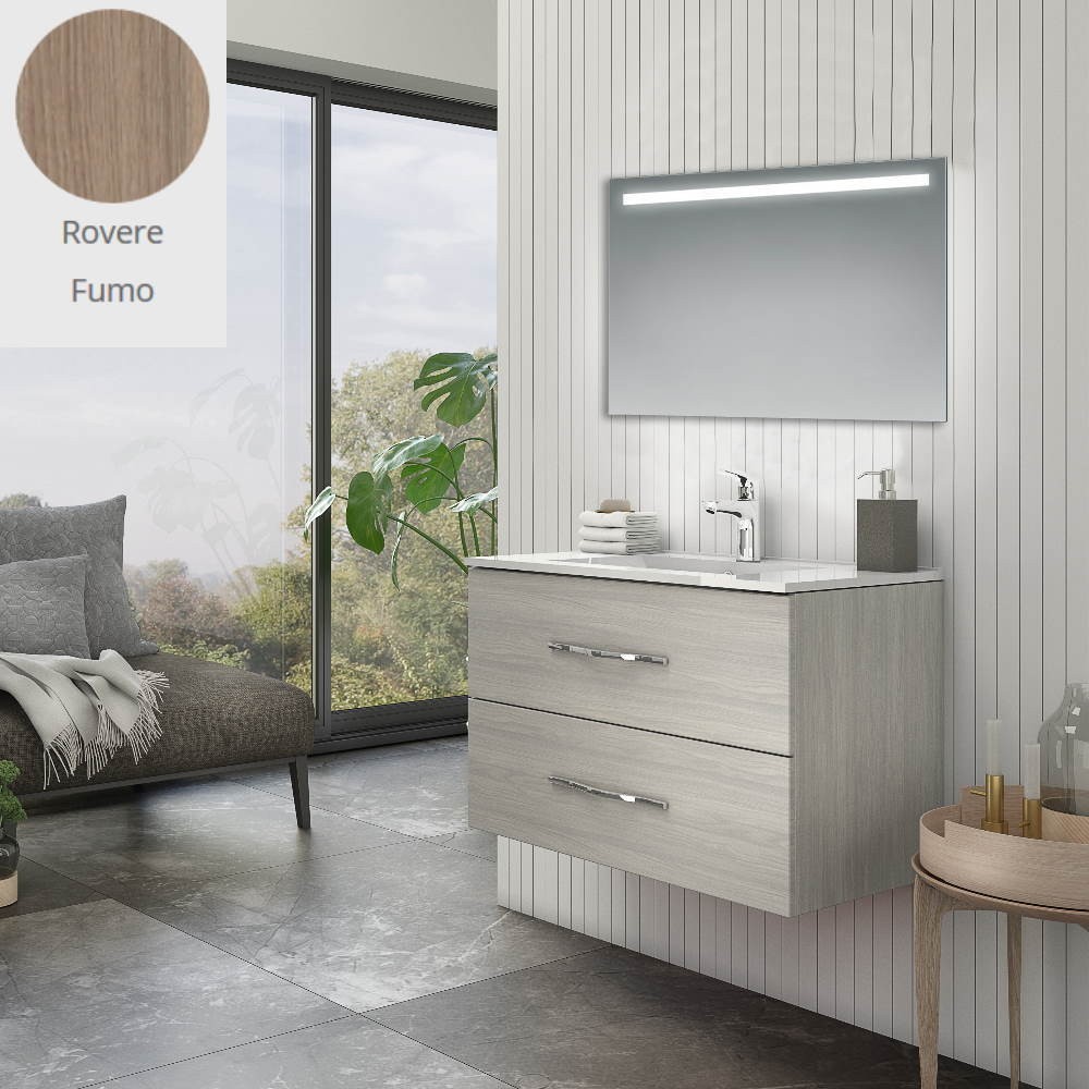 Mobile bagno sospeso Bracciano 81,5x46,5x53 H colore rovere fumo