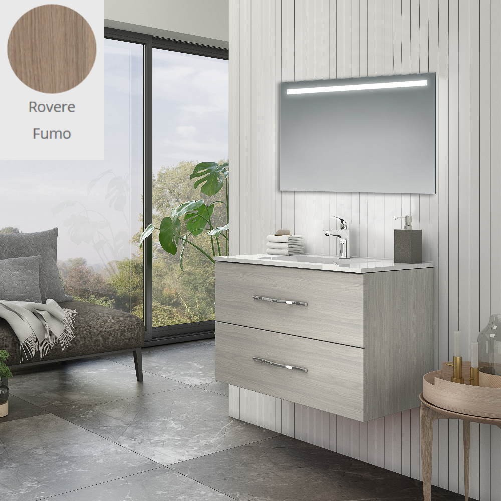 Mobile Bagno Sospeso Bracciano 81,5x46,5x53 H Colore Rovere Fumo