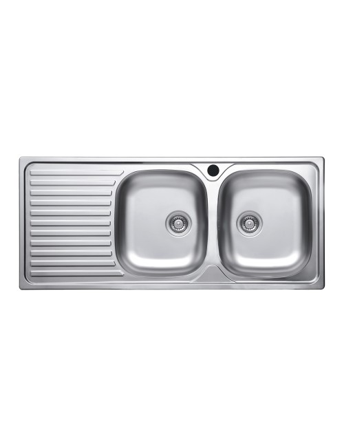 Lavello Incasso Acciaio Inox 116x50 cm Doppia Vasca e Gocciolatoio SX SA138
