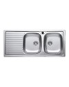 Lavello incasso acciaio inox 116x50 cm doppia vasca e gocciolatoio sinistro SA138