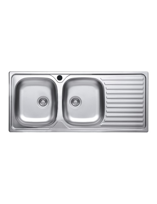 Lavello Incasso Acciaio Inox 116x50 cm Doppia Vasca e Gocciolatoio DX SA138
