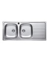 Lavello incasso acciaio inox 116x50 cm doppia vasca e gocciolatoio destro SA138