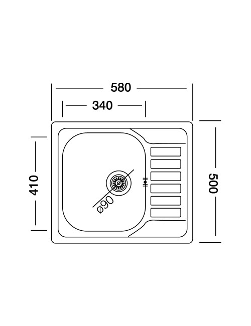 Lavello Incasso Acciaio Cucina 50x58 Reversibile con Gocciolatoio