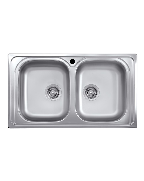 Lavello incasso cucina acciaio 86x50 cm due vasche SA322