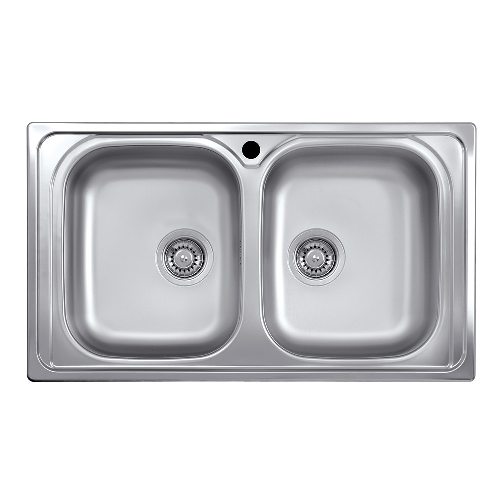 Lavello incasso cucina acciaio 86x50 cm due vasche SA322