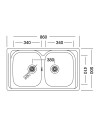 Lavello incasso cucina acciaio 86x50 cm due vasche SA322
