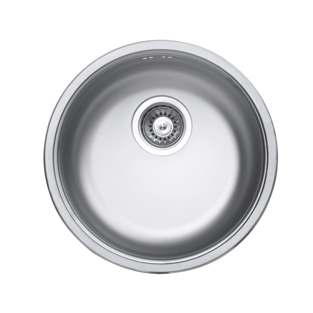 Samet, Lavello Cucina 1 Vasca 43,5x17 cm a Incasso, Modello Rondò EC192 a Pozzetto in Acciaio Inox Satinato