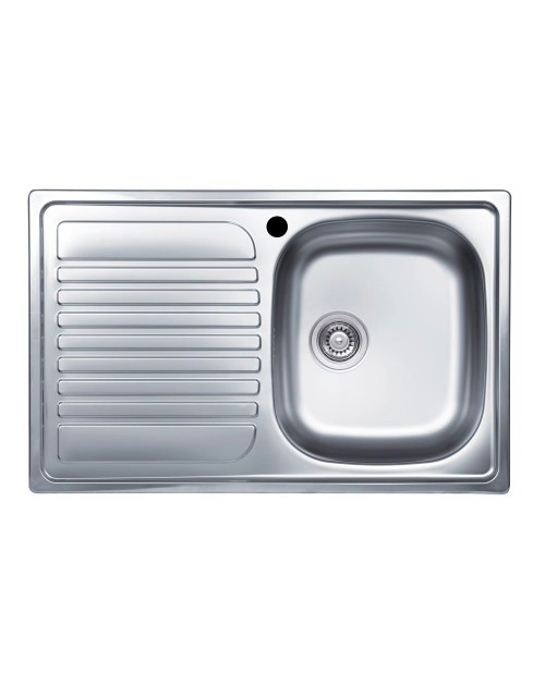 Lavello incasso cucina acciaio 79x50 cm una vasca e gocciolatoio sinistro Classic 273SX