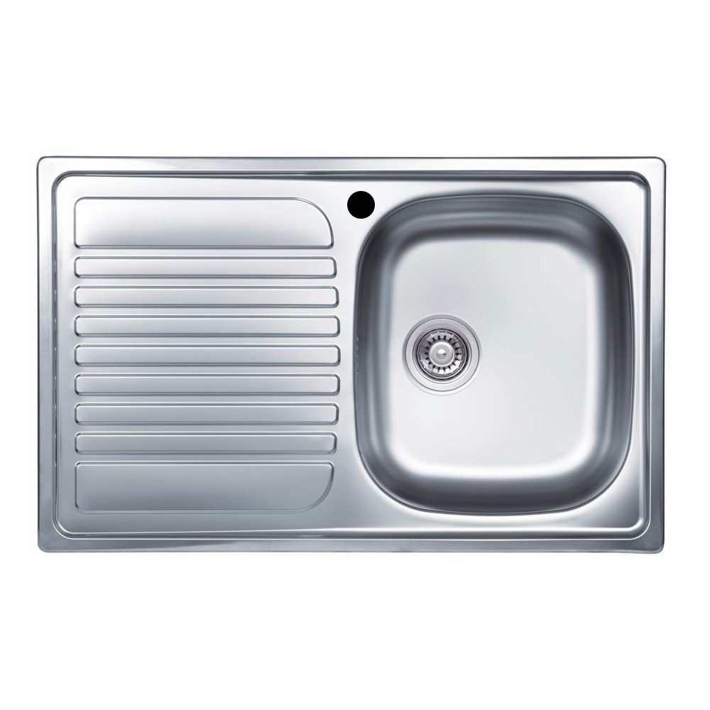 Lavello incasso cucina acciaio 79x50 cm una vasca e gocciolatoio sinistro Classic 273SX
