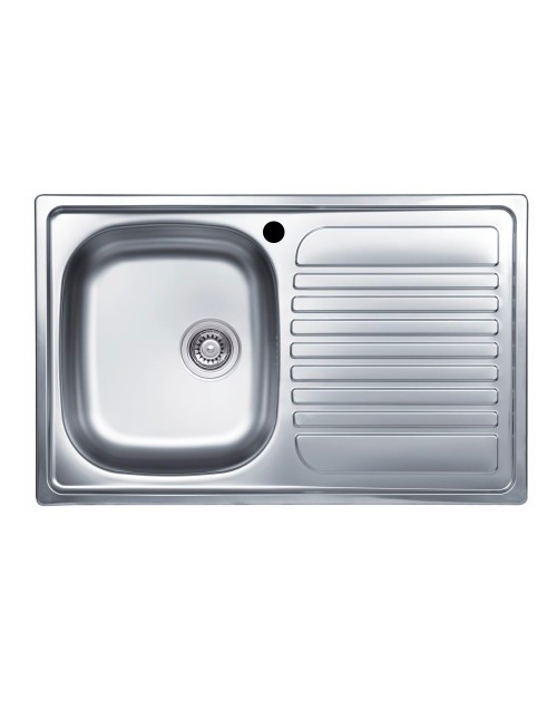 Lavello incasso cucina acciaio 79x50 cm una vasca e gocciolatoio destro Classic 273DX