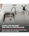 Lavello incasso cucina acciaio 79x50 cm una vasca e gocciolatoio destro Classic 273DX
