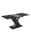 Tavolo allungabile nero con gamba e allunga cemento Axi 120x75x76H