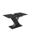Tavolo allungabile nero con gamba e allunga cemento Axi 120x75x76H