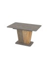 Tavolo allungabile Luna con piano e base cemento e struttura portante in rovere con dettaglio listellare 120x75x75H