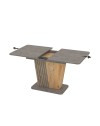 Tavolo allungabile Luna con piano e base cemento e struttura portante in rovere con dettaglio listellare 120x75x75H