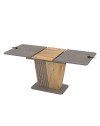Tavolo allungabile Luna con piano e base cemento e struttura portante in rovere con dettaglio listellare 120x75x75H