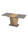 Tavolo allungabile Luna con piano e base cemento e struttura portante in rovere con dettaglio listellare 120x75x75H