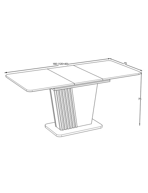 Tavolo allungabile Luna con piano e base cemento e struttura portante in rovere con dettaglio listellare 120x75x75H