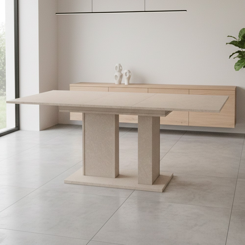 Tavolo allungabile Sone con allunga centrale 40 cm colore cashmere 130x85x75H