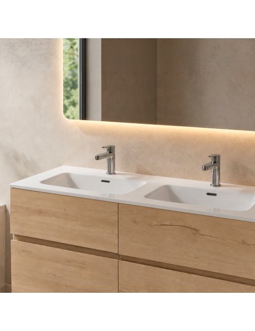Lavabo Consolle da Appoggio LAV9140DS 141x46 cm in Ceramica Bianco Lucido – Design Elegante e Funzionalità
