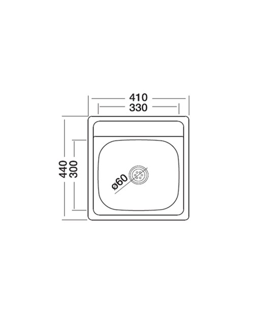 Lavello cucina incasso monovasca Samet SA179 inox 41x44x15H
