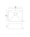 Lavello cucina incasso monovasca 55x50.5 cm inox Samet SA3104050