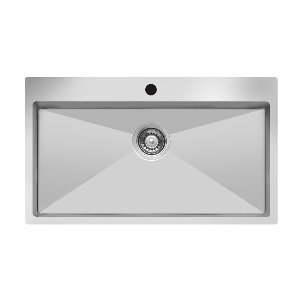 Lavello cucina incasso rettangolare monovasca 76x50.5 cm inox Samet SA3104071