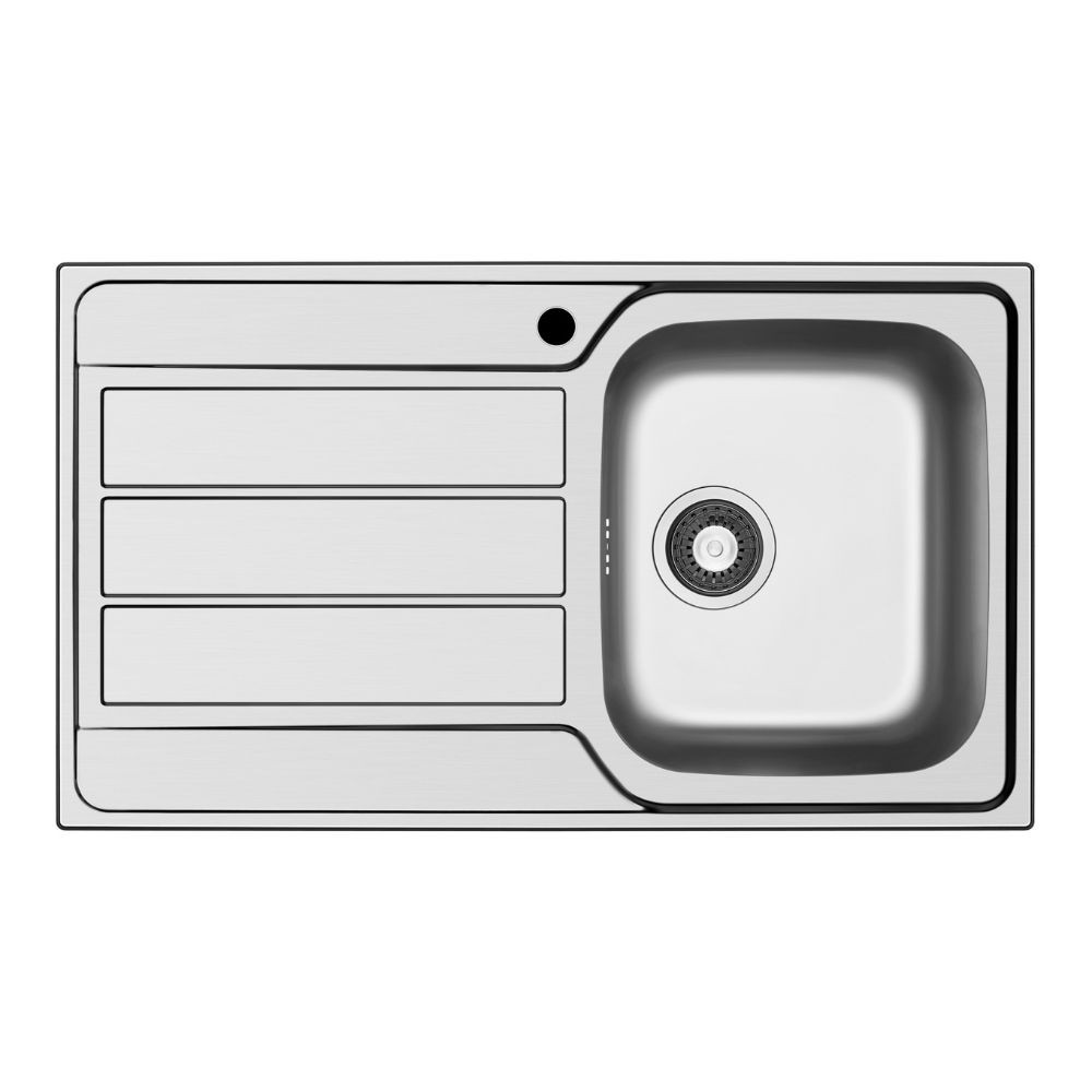 Lavello da incasso Tirreno861 in acciaio inox con vasca e gocciolatoio sinistro 86x50x18H