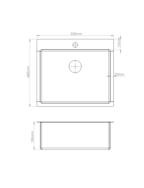 Lavello incasso monovasca 55x48x20H Samet SA3070 inox