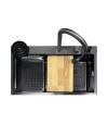 Lavello cucina da incasso una vasca 74x45x20H inox acciaio nero SA3541 con accessori
