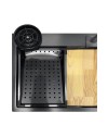 Lavello cucina da incasso una vasca 74x45x20H inox acciaio nero SA3541 con accessori