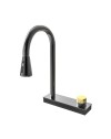 Lavello cucina da incasso una vasca 74x45x20H inox acciaio nero SA3541 con accessori