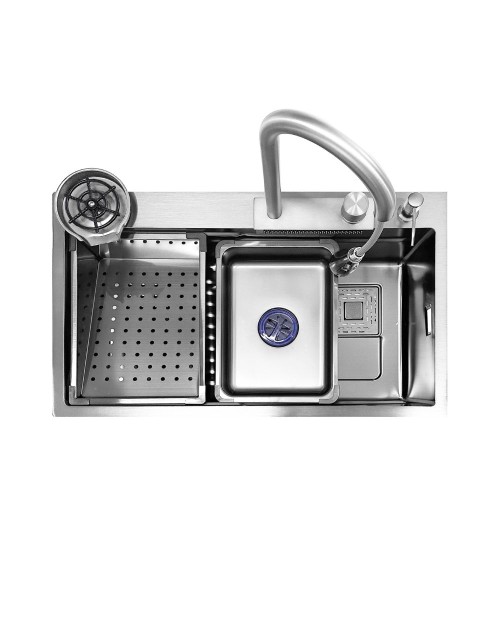 Lavello cucina da incasso una vasca 74x45x20H inox spazzolato SA3541 con accessori